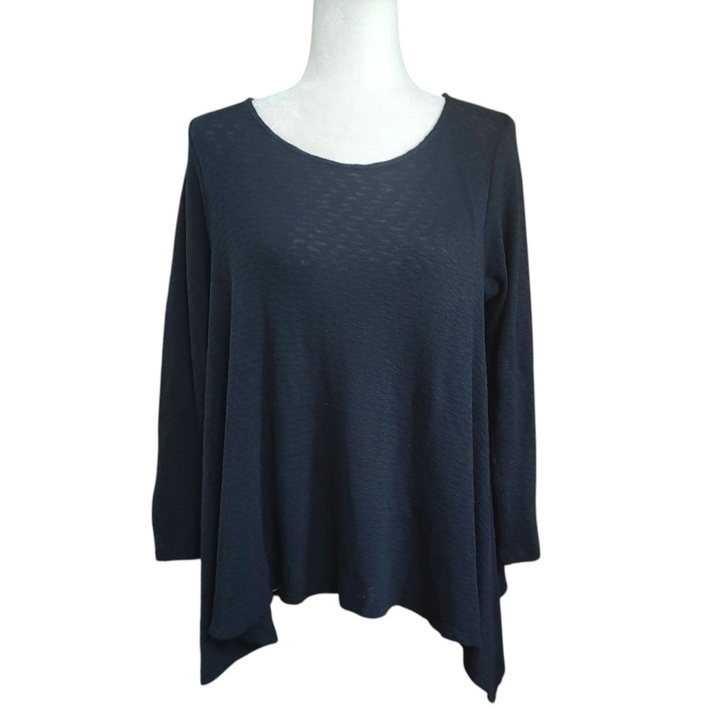 Puella x Anthropologie Navy Blue Top Oversized Semi Sheer Made in USA Small